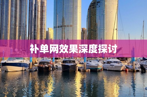 补单网效果深度探讨