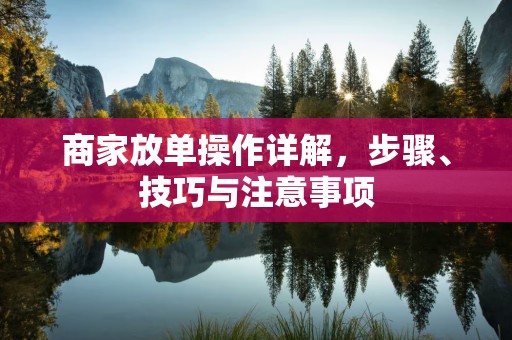 商家放单操作详解，步骤、技巧与注意事项