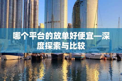 哪个平台的放单好便宜—深度探索与比较