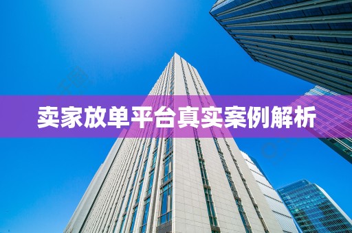 卖家放单平台真实案例解析