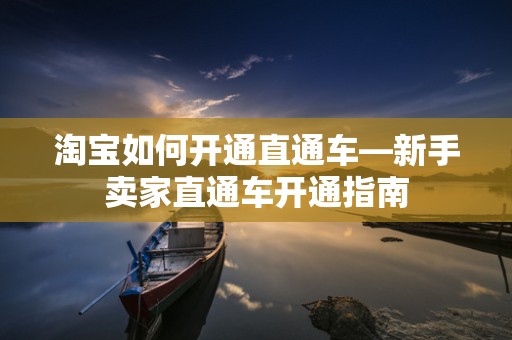 淘宝如何开通直通车—新手卖家直通车开通指南