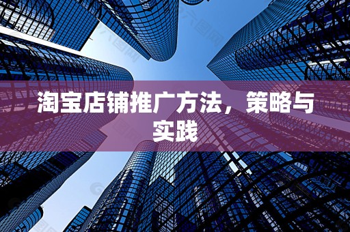 淘宝店铺推广方法，策略与实践
