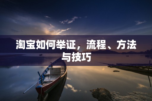 淘宝如何举证，流程、方法与技巧