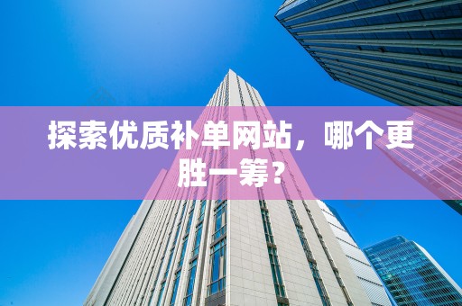 探索优质补单网站，哪个更胜一筹？