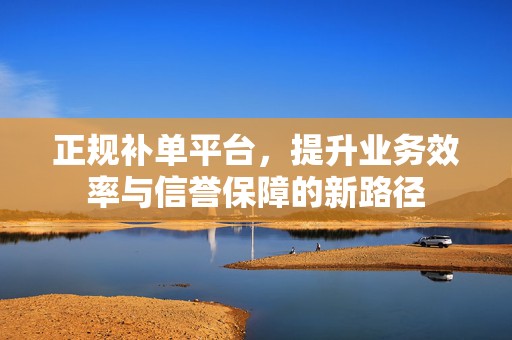 正规补单平台，提升业务效率与信誉保障的新路径