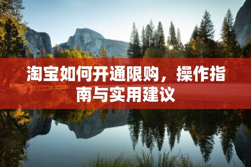 淘宝如何开通限购，操作指南与实用建议
