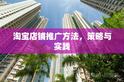 淘宝店铺推广方法，策略与实践
