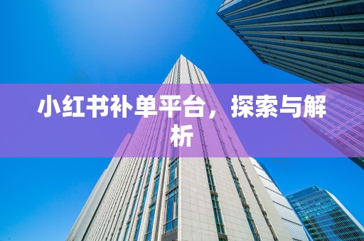 小红书补单平台，探索与解析