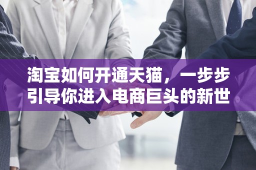 淘宝如何开通天猫，一步步引导你进入电商巨头的新世界
