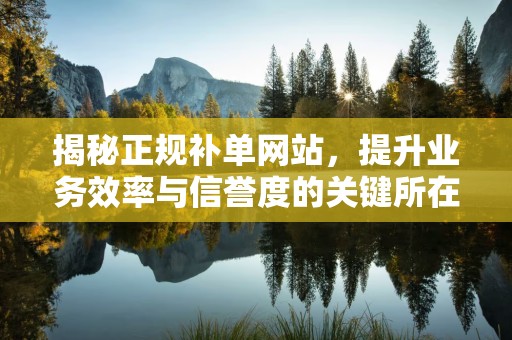 揭秘正规补单网站，提升业务效率与信誉度的关键所在
