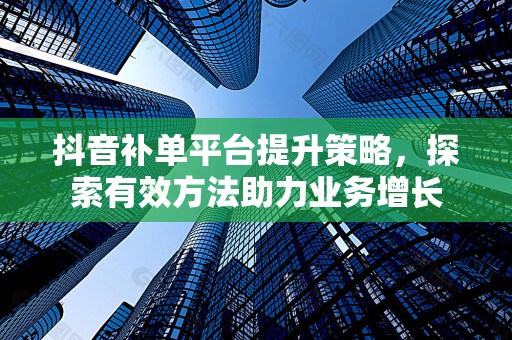 抖音补单平台提升策略，探索有效方法助力业务增长