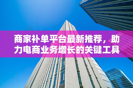 商家补单平台最新推荐，助力电商业务增长的关键工具