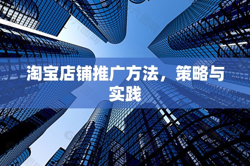 淘宝店铺推广方法，策略与实践