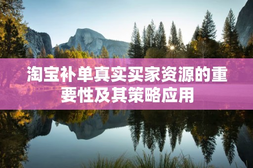 淘宝补单真实买家资源的重要性及其策略应用