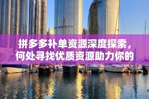 拼多多补单资源深度探索，何处寻找优质资源助力你的业务增长