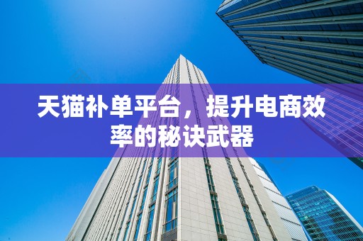 天猫补单平台，提升电商效率的秘诀武器