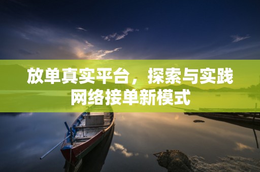 放单真实平台，探索与实践网络接单新模式