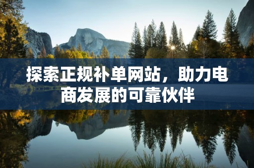 探索正规补单网站，助力电商发展的可靠伙伴