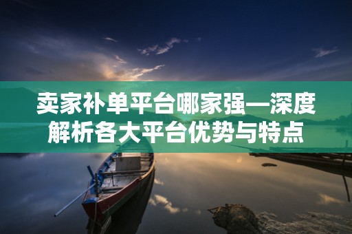 卖家补单平台哪家强—深度解析各大平台优势与特点