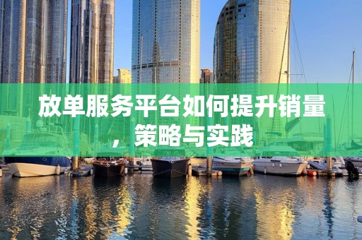 放单服务平台如何提升销量，策略与实践