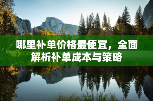 哪里补单价格最便宜，全面解析补单成本与策略