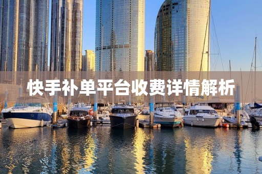 快手补单平台收费详情解析