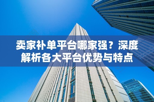卖家补单平台哪家强？深度解析各大平台优势与特点
