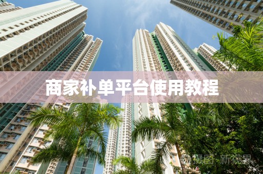 商家补单平台使用教程