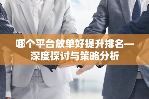哪个平台放单好提升排名—深度探讨与策略分析