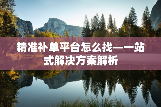 精准补单平台怎么找—一站式解决方案解析