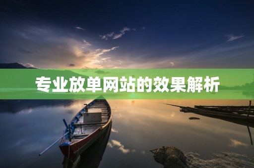 专业放单网站的效果解析