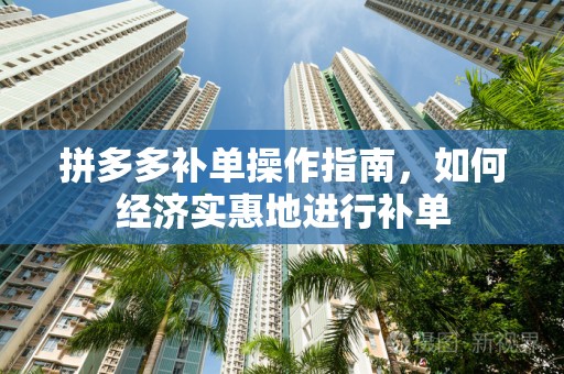 拼多多补单操作指南，如何经济实惠地进行补单