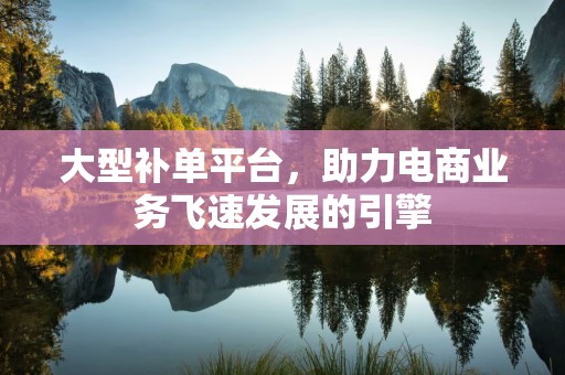 大型补单平台，助力电商业务飞速发展的引擎