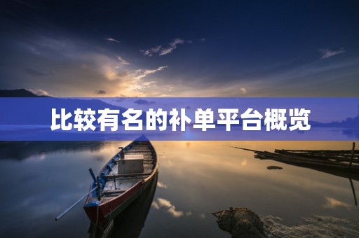 比较有名的补单平台概览