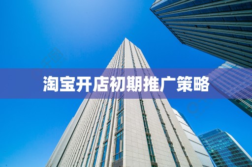 淘宝开店初期推广策略
