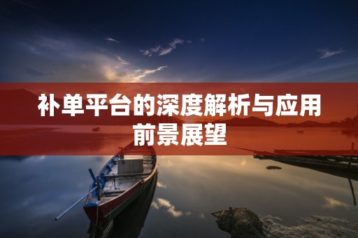 补单平台的深度解析与应用前景展望