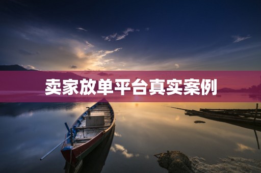 卖家放单平台真实案例