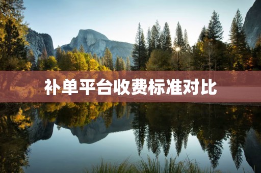 补单平台收费标准对比