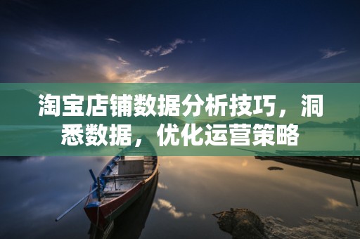 淘宝店铺数据分析技巧，洞悉数据，优化运营策略