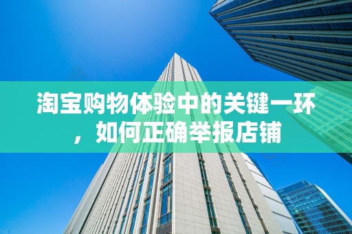 淘宝购物体验中的关键一环，如何正确举报店铺