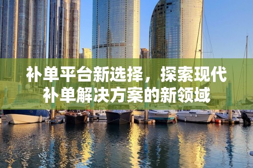 补单平台新选择，探索现代补单解决方案的新领域