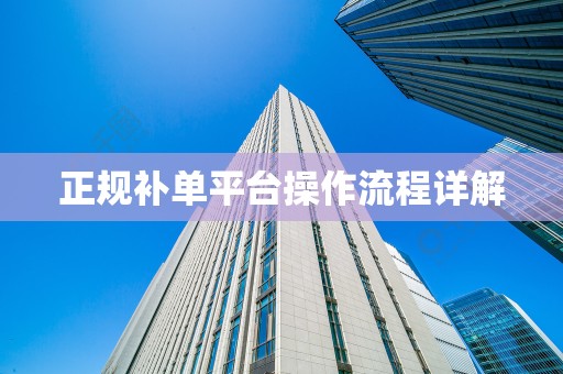 正规补单平台操作流程详解