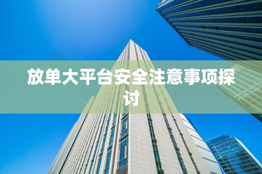 放单大平台安全注意事项探讨