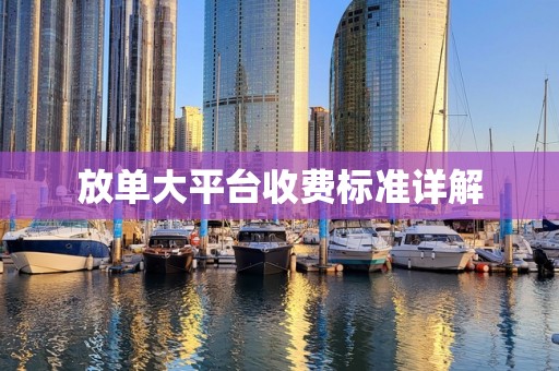放单大平台收费标准详解