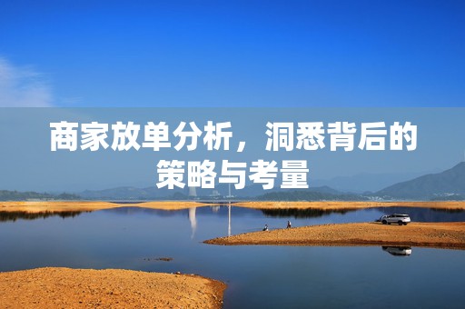 商家放单分析，洞悉背后的策略与考量