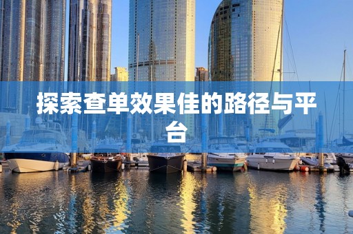 探索查单效果佳的路径与平台