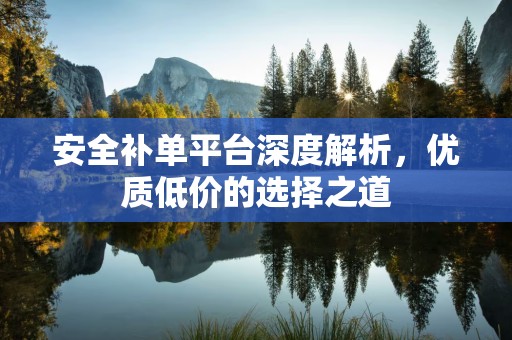 安全补单平台深度解析，优质低价的选择之道
