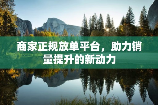 商家正规放单平台，助力销量提升的新动力