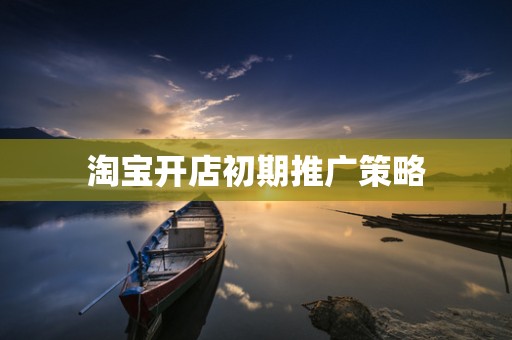 淘宝开店初期推广策略