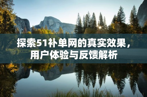 探索51补单网的真实效果，用户体验与反馈解析